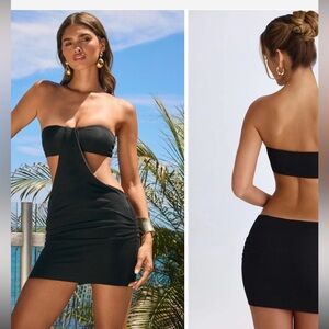 Oh Polly Black Strapless Dress